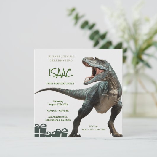 恐竜の誕生日パーティーの招待状 招待状 (スタンド正面)