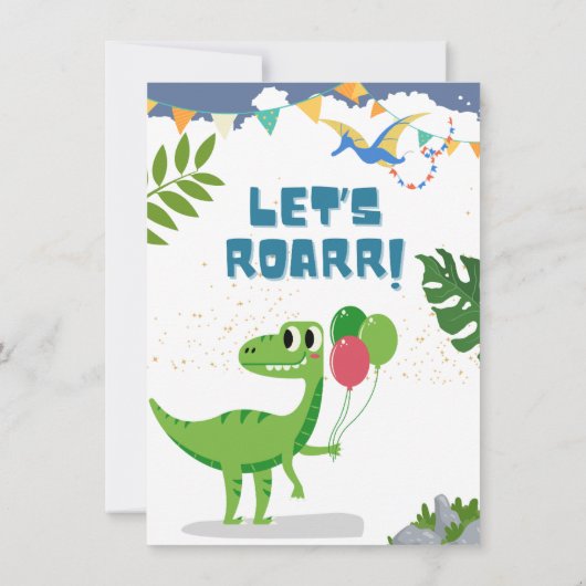 恐竜の誕生日パーティーの招待状 招待状 (裏面)