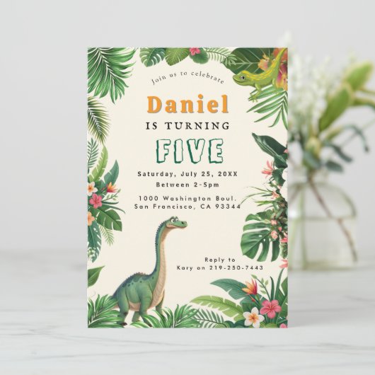 恐竜の誕生日パーティーの招待状 招待状 (スタンド正面)
