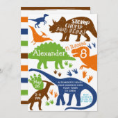 恐竜の誕生日パーティーの招待状 招待状 (正面/裏面)