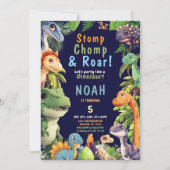 恐竜の誕生日パーティーの招待状 招待状 (正面)