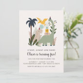 恐竜の誕生日パーティーの招待状 招待状 (スタンド正面)