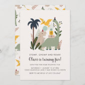 恐竜の誕生日パーティーの招待状 招待状 (正面/裏面)