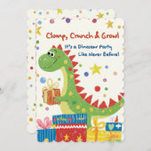 恐竜の誕生日パーティーの招待状 招待状 (正面/裏面)