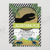 恐竜の誕生日パーティーの招待状 招待状 (正面/裏面)