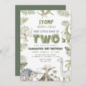 恐竜の誕生日パーティーの招待状 招待状 (正面/裏面)