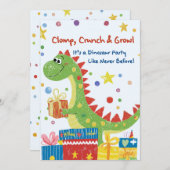 恐竜の誕生日パーティーの招待状 招待状 (正面/裏面)