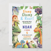 恐竜の誕生日パーティーの招待状 招待状 (正面)