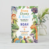 恐竜の誕生日パーティーの招待状 招待状 (スタンド正面)