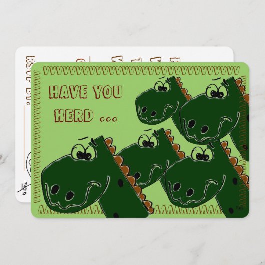 恐竜の誕生日パーティーの招待状 招待状 (正面/裏面)