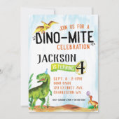 恐竜の誕生日パーティーの招待状 Dino-Mite 招待状 (正面)