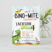 恐竜の誕生日パーティーの招待状 Dino-Mite 招待状 (スタンド正面)