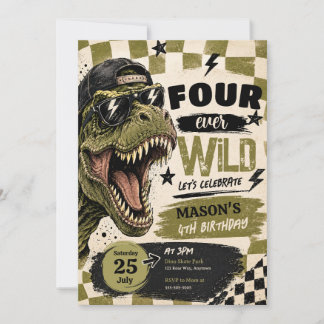 恐竜の誕生日パーティーの招待状 Forever Wild 招待状