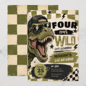 恐竜の誕生日パーティーの招待状 Forever Wild 招待状 (正面/裏面)