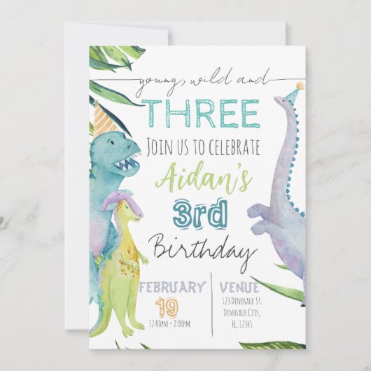 恐竜の誕生日パーティーの招待状 | Roarsome 招待状 (正面)