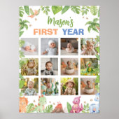 恐竜の誕生日パーティーの最初の年フォトマイルストーン ポスター (正面)
