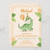 恐竜の誕生日パーティーへの招待 |ディノパーティー 招待状 (正面/裏面)