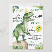 恐竜の誕生日パーティーへの招待 招待状 (正面)