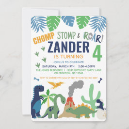 恐竜の誕生日パーティーへの招待 招待状