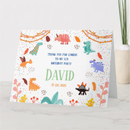 恐竜の誕生日パーティーをテーマにしたサンキューカード サンキューカード