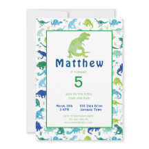 恐竜の誕生日パーティーウォーターカラーキッズ招待状