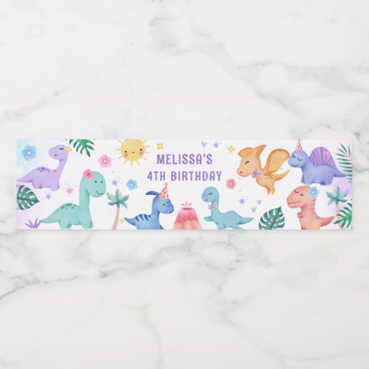 恐竜の誕生日パーティーウォーターボトルラベル ペットボトルラベル (シングルラベル)
