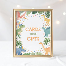 恐竜の誕生日パーティーカードとギフトサイン