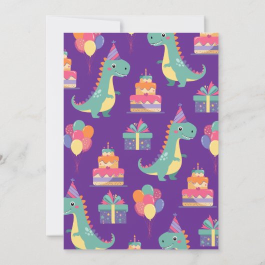 恐竜の誕生日パーティーキッズ 招待状 (裏面)