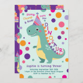 恐竜の誕生日パーティーキッズ 招待状 (正面/裏面)