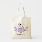 恐竜の誕生日パーティーギフトピンクパープル トートバッグ (正面)