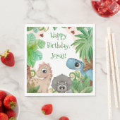 恐竜の誕生日パーティーグッズ 名前入り スタンダードランチョンナプキン (インサイチュ)