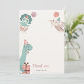 恐竜の誕生日パーティーサンキューカード サンキューカード (スタンド正面)