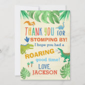 恐竜の誕生日パーティーサンキューカード 招待状 (正面)