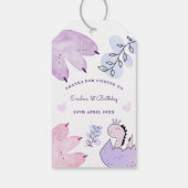 恐竜の誕生日パーティーピンクパープルありがとう ギフトタグ (裏面)