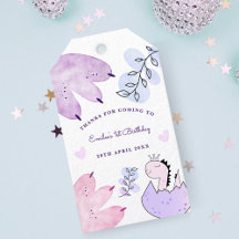 恐竜の誕生日パーティーピンクパープルありがとう