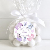 恐竜の誕生日パーティーピンクパープルありがとう ラウンドシール