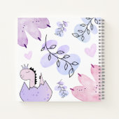 恐竜の誕生日パーティーピンクパープルゲストブック ノートブック (裏面)