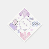 恐竜の誕生日パーティーピンクパープル スタンダードカクテルナプキン (角)