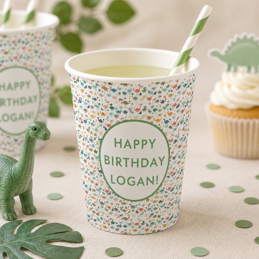 恐竜の誕生日パーティーフォト 紙コップ