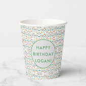 恐竜の誕生日パーティーフォト 紙コップ (裏面)
