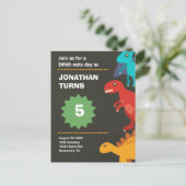 恐竜の誕生日パーティープン インビテーションポストカード (スタンド正面)