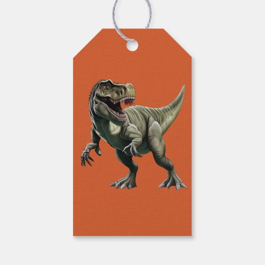 恐竜の誕生日パーティーメッセージカード ギフトタグ (裏面)