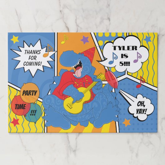 恐竜の誕生日パーティーランチョンマット紙パッド ペーパーパッド (正面)