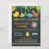 恐竜の誕生日パーティーローラルカルボードディノダニ 招待状 (正面)