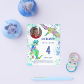 恐竜の誕生日パーティー写真の予算 チラシ (シングル)