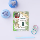 恐竜の誕生日パーティー写真バジェットモダン機 チラシ (シングル)