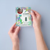 恐竜の誕生日パーティー写真バジェットモダン機 チラシ (手)