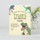 恐竜の誕生日パーティー垂直サンキューカード サンキューカード (スタンド正面)