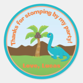 恐竜の誕生日パーティー好意ステッカー ラウンドシール