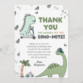 恐竜の誕生日パーティー感謝カード 招待状 (正面/裏面)